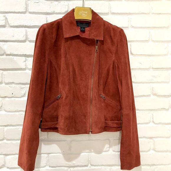 LUCKY BRAND 2 PIECE RUST SUEDE MOTORCYCLE MOTO JACKET & SLIGHTLY FLAWED - Picture 13 of 16
